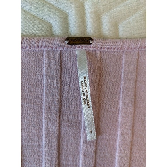 FREE PEOPLE Central Park Women's Blush Pink Ribbed Knit Button Down Top Size S - Picture 4 of 8